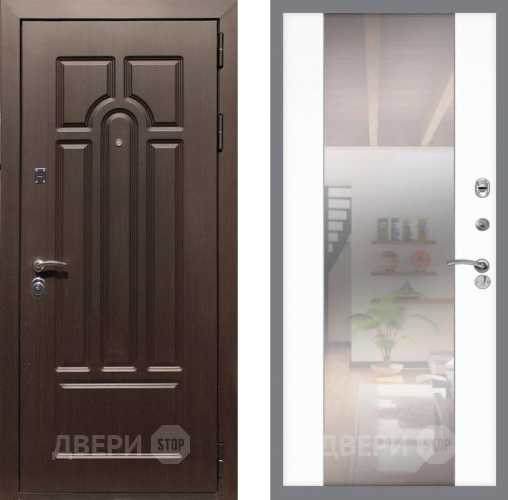 Входная металлическая Дверь Рекс (REX) Эврика СБ-16 Зеркало Силк Сноу в Видное