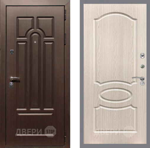 Входная металлическая Дверь Рекс (REX) Эврика FL-128 Беленый дуб в Видное