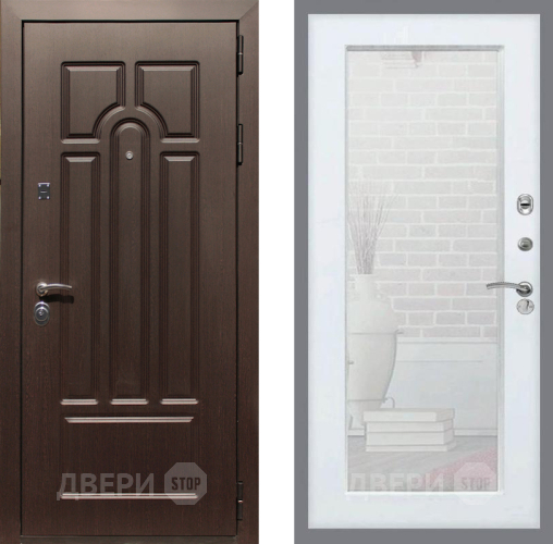 Входная металлическая Дверь Рекс (REX) Эврика Зеркало Пастораль Белый ясень в Видное