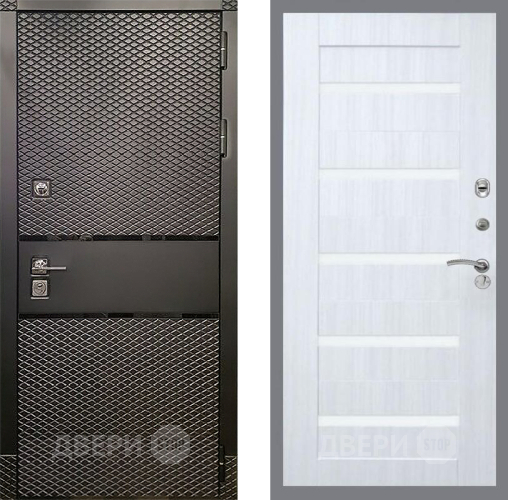 Дверь Рекс (REX) 15 Черный Кварц СБ-14 стекло белое Сандал белый в Видное