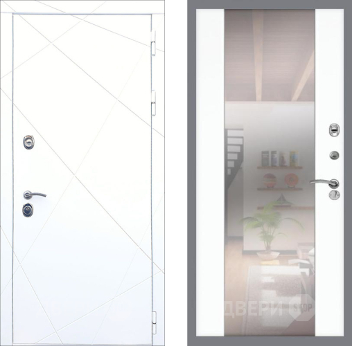 Входная металлическая Дверь Рекс (REX) 13 Силк Сноу СБ-16 Зеркало Силк Сноу в Видное