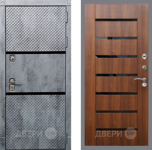 Входная металлическая Дверь Рекс (REX) 15 Бетон Темный СБ-14 стекло черное Орех бренди в Видное