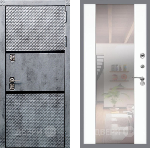 Входная металлическая Дверь Рекс (REX) 15 Бетон Темный СБ-16 Зеркало Силк Сноу в Видное