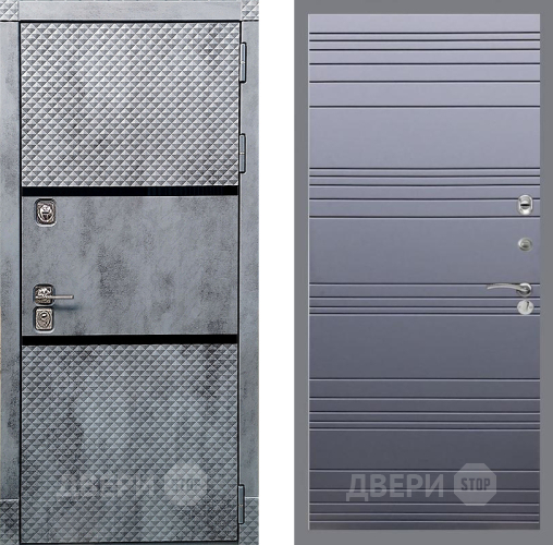 Входная металлическая Дверь Рекс (REX) 15 Бетон Темный Line Силк титан в Видное