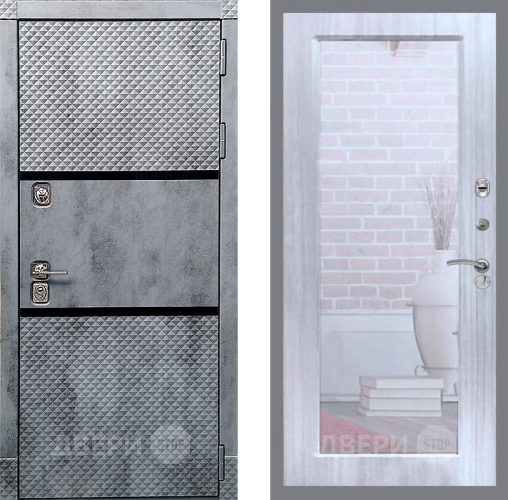 Входная металлическая Дверь Рекс (REX) 15 Бетон Темный Зеркало Пастораль Сандал белый в Видное