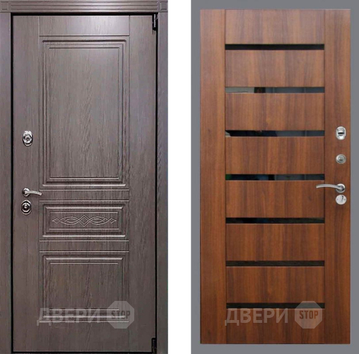 Дверь Рекс (REX) Премиум-S СБ-14 стекло черное Орех бренди в Видное