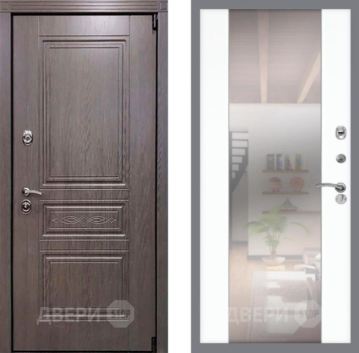 Входная металлическая Дверь Рекс (REX) Премиум-S СБ-16 Зеркало Силк Сноу в Видное