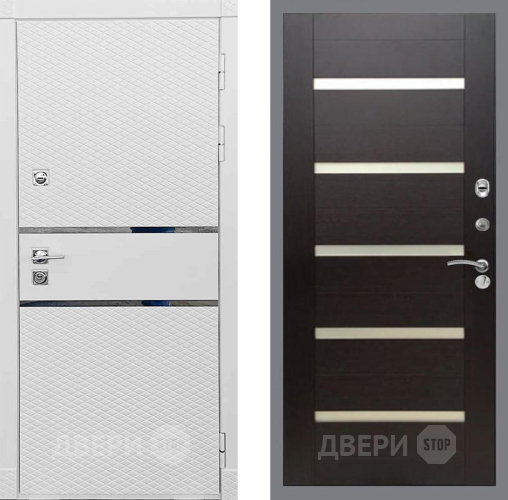 Входная металлическая Дверь Рекс (REX) 15 Силк Сноу СБ-14 стекло белое венге поперечный в Видное