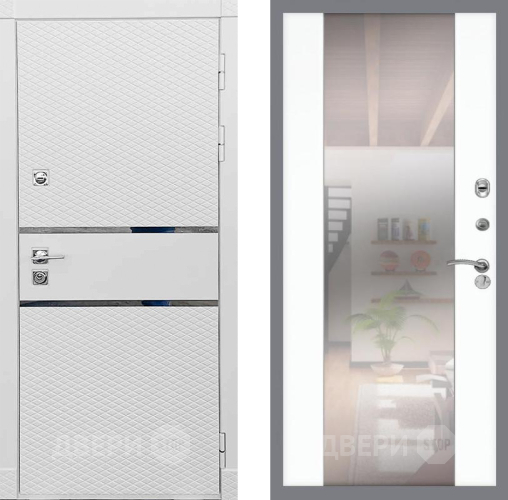 Входная металлическая Дверь Рекс (REX) 15 Силк Сноу СБ-16 Зеркало Силк Сноу в Видное