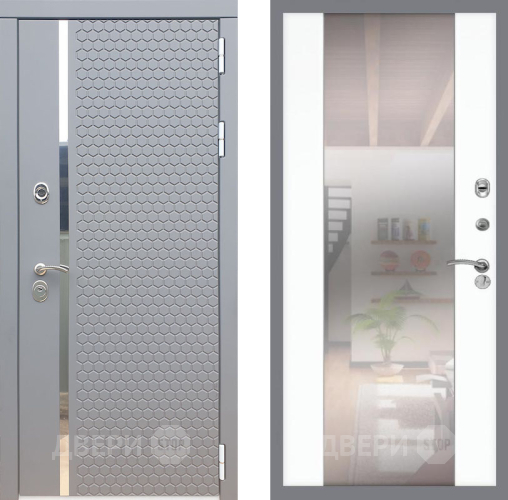 Входная металлическая Дверь Рекс (REX) 24 СБ-16 Зеркало Силк Сноу в Видное