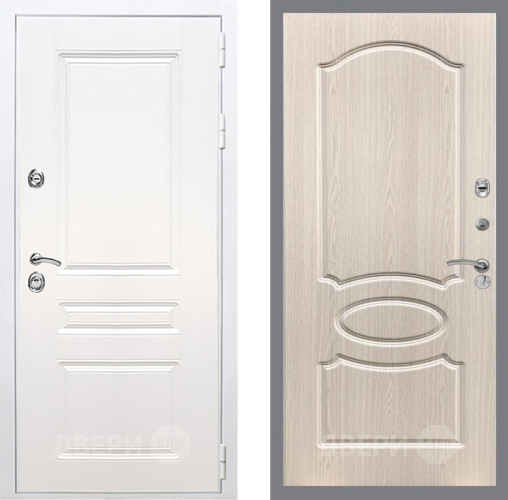 Входная металлическая Дверь Рекс (REX) Премиум-н Силк Сноу FL-128 Беленый дуб в Видное