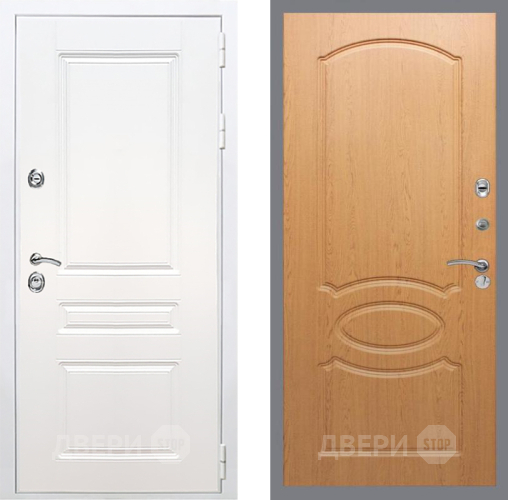 Входная металлическая Дверь Рекс (REX) Премиум-н Силк Сноу FL-128 Дуб в Видное