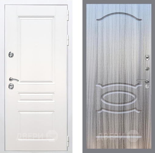 Входная металлическая Дверь Рекс (REX) Премиум-н Силк Сноу FL-128 Сандал грей в Видное