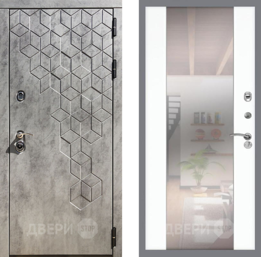 Входная металлическая Дверь Рекс (REX) 23 СБ-16 Зеркало Силк Сноу в Видное