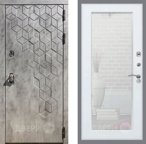 Входная металлическая Дверь Рекс (REX) 23 Зеркало Пастораль Белый ясень в Видное