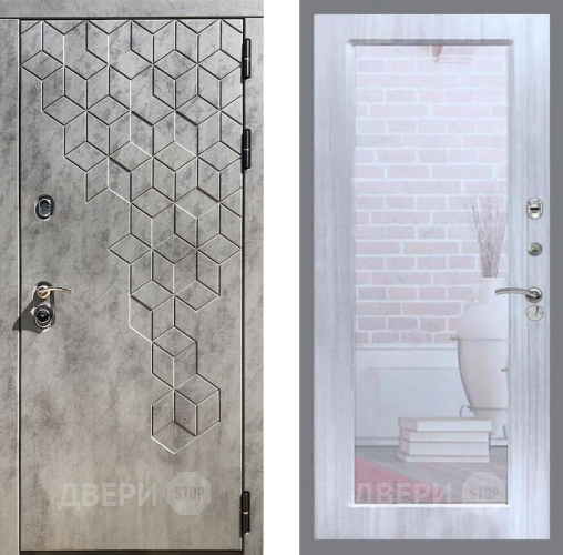 Входная металлическая Дверь Рекс (REX) 23 Зеркало Пастораль Сандал белый в Видное