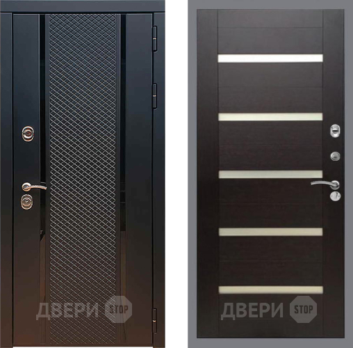 Входная металлическая Дверь Рекс (REX) 25 СБ-14 стекло белое венге поперечный в Видное