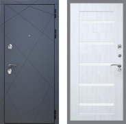 Дверь Рекс (REX) 13 Силк Титан СБ-14 стекло белое Сандал белый 860х2050 мм